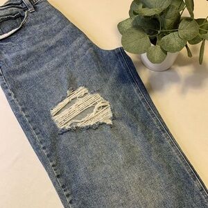 SO Super High Rise 90’s Wide Leg Med Wash size 13/31W Distressed  Jeans